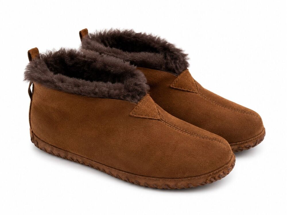 L.L. Bean Wicked Good Women’s Brown Suede Shearling Slipper Booties Size 7